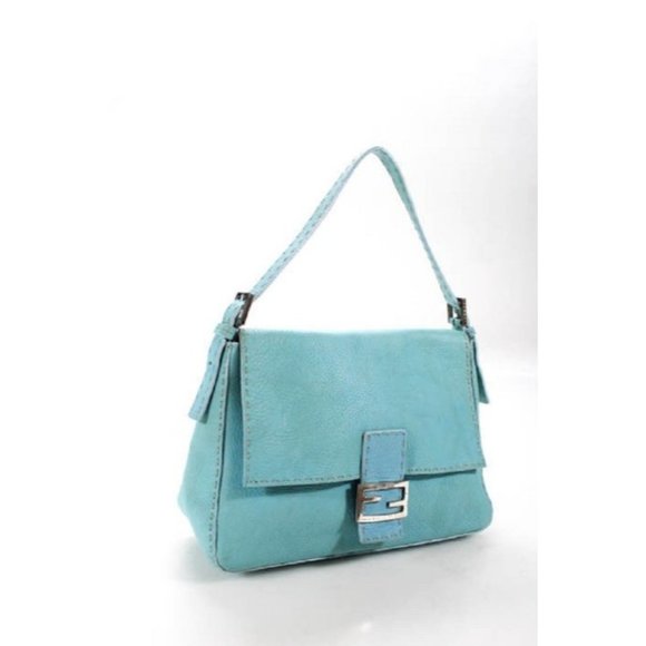 FENDI Mamma Selleria Soft Turquoise Baguette - Picture 3 of 10